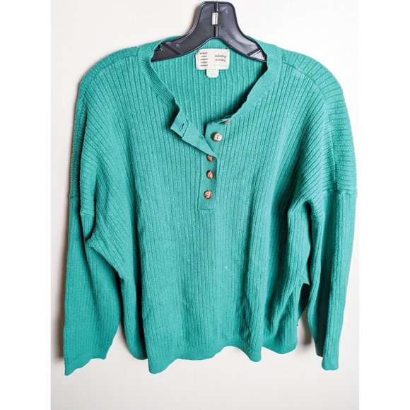 Anthropologie Sweaters - Anthropologie Saturday Sunday Ribbed Boxy Fit Henley Chunky Sweater Medium
